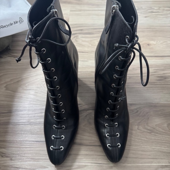 Zara Black Lace Up Heeled Boots - Picture 4 of 4